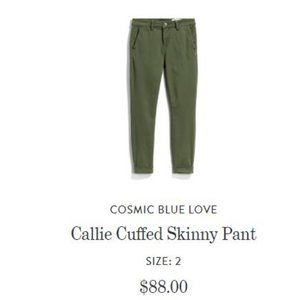 Callie Cuffed Skinny Pant - Size 2 - NWT